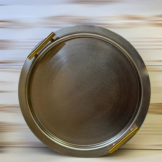 Tray With Gold Handles - Stainless Steel - Gharaana