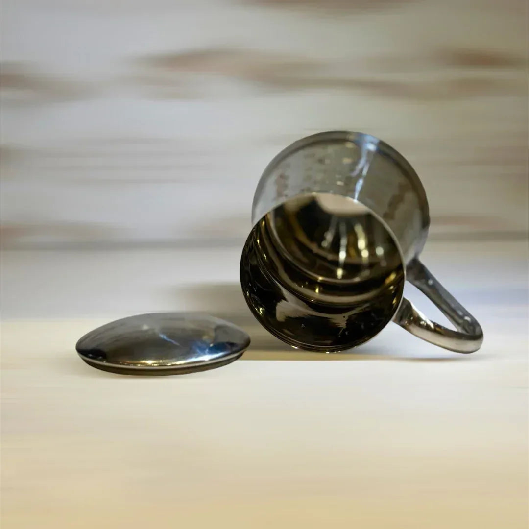 Mug With Cover - Stainless Steel - Gharaana