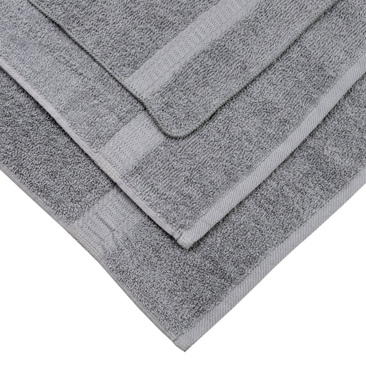 GREY COTTON BATH TOWEL WITH DARK BORDERS - PACK OF 3