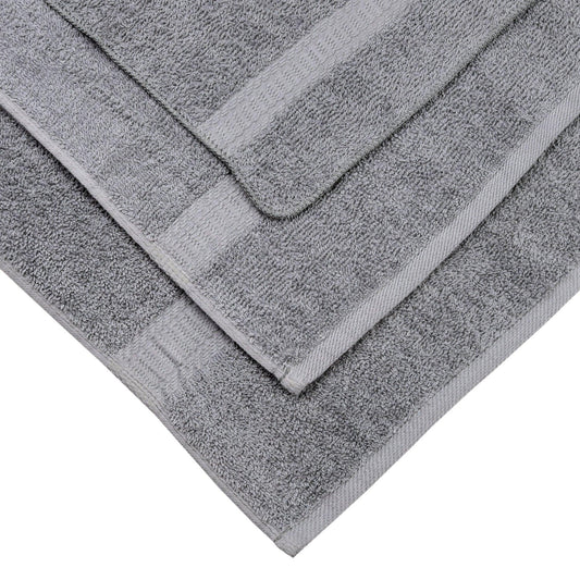 GREY COTTON BATH TOWEL WITH DARK BORDERS - PACK OF 3 - Gharaana