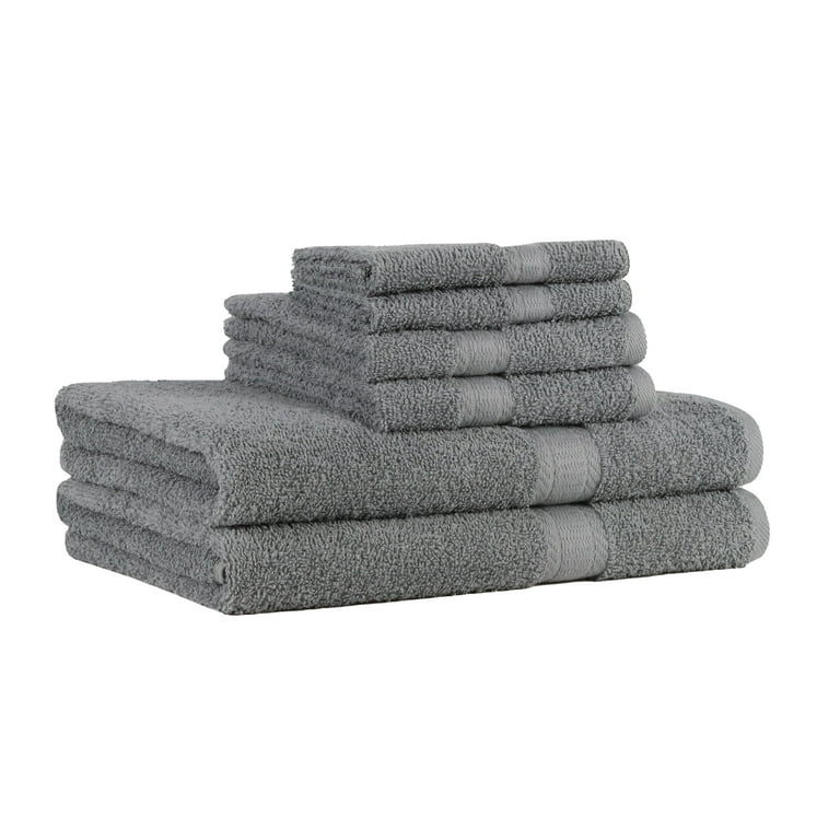 GREY COTTON BATH TOWEL WITH DARK BORDERS - PACK OF 3