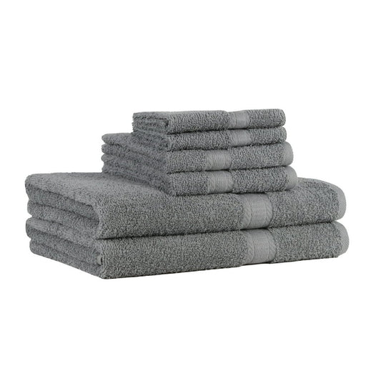 GREY COTTON BATH TOWEL WITH DARK BORDERS - PACK OF 3