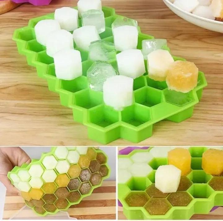 Silicone Ice Cube Trays Mold Mould 37 Grids Honeycomb Hexagonal Cube with Lid