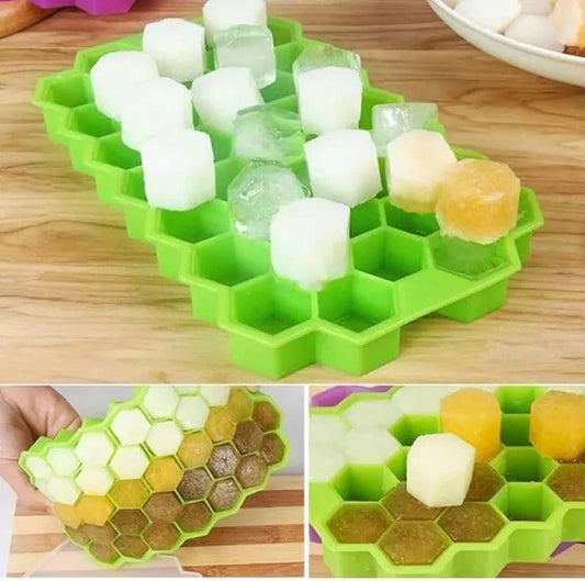 Silicone Ice Cube Trays Mold Mould 37 Grids Honeycomb Hexagonal Cube with Lid