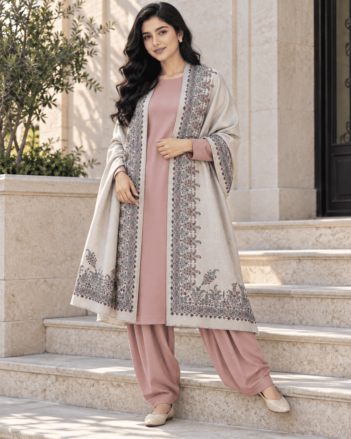 Premium Embroidered Pashmina Shawl - 3