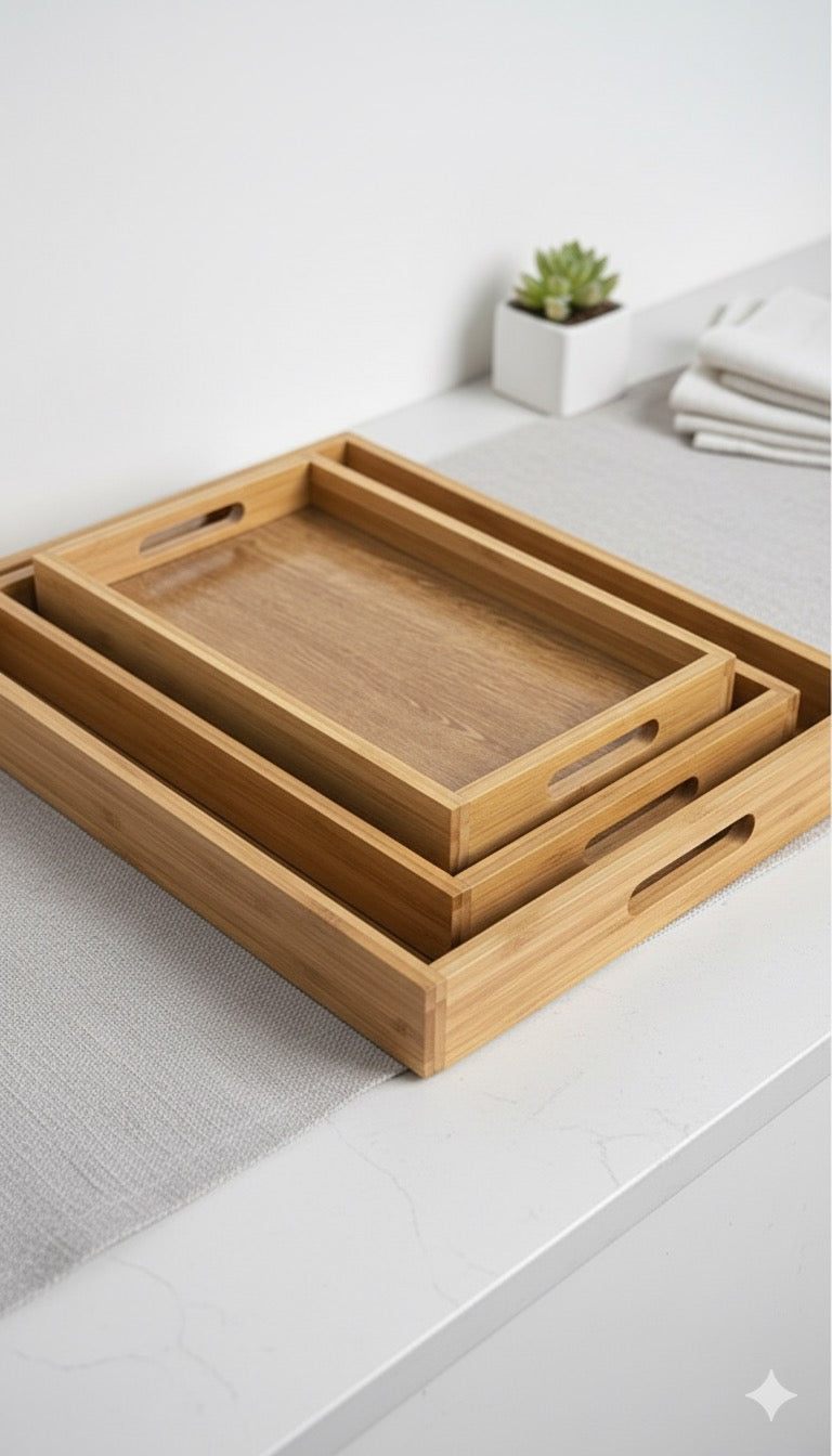Wooden Tray Set Of 3