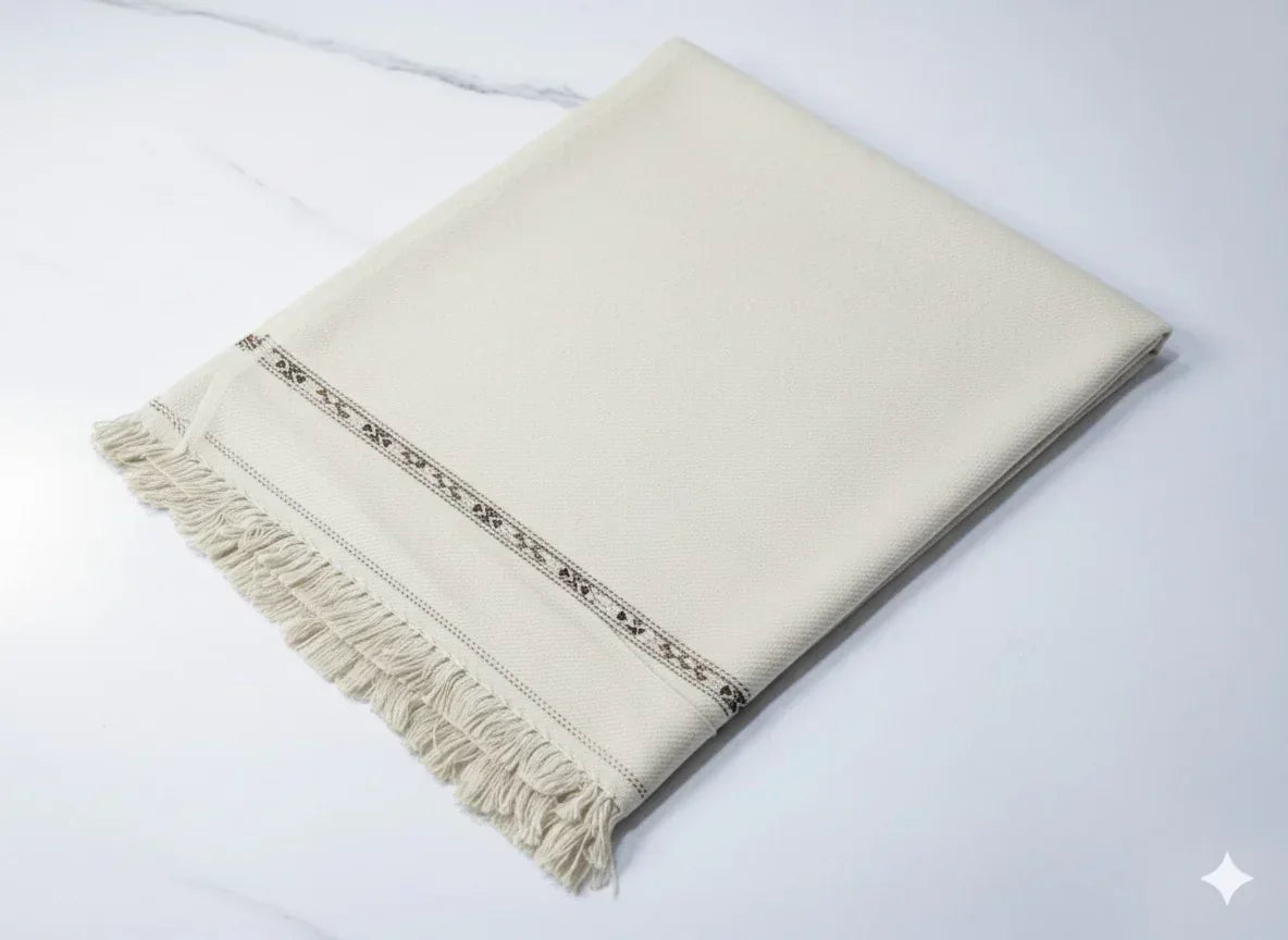 Off-White Wool Shawl - Men - Gharaana