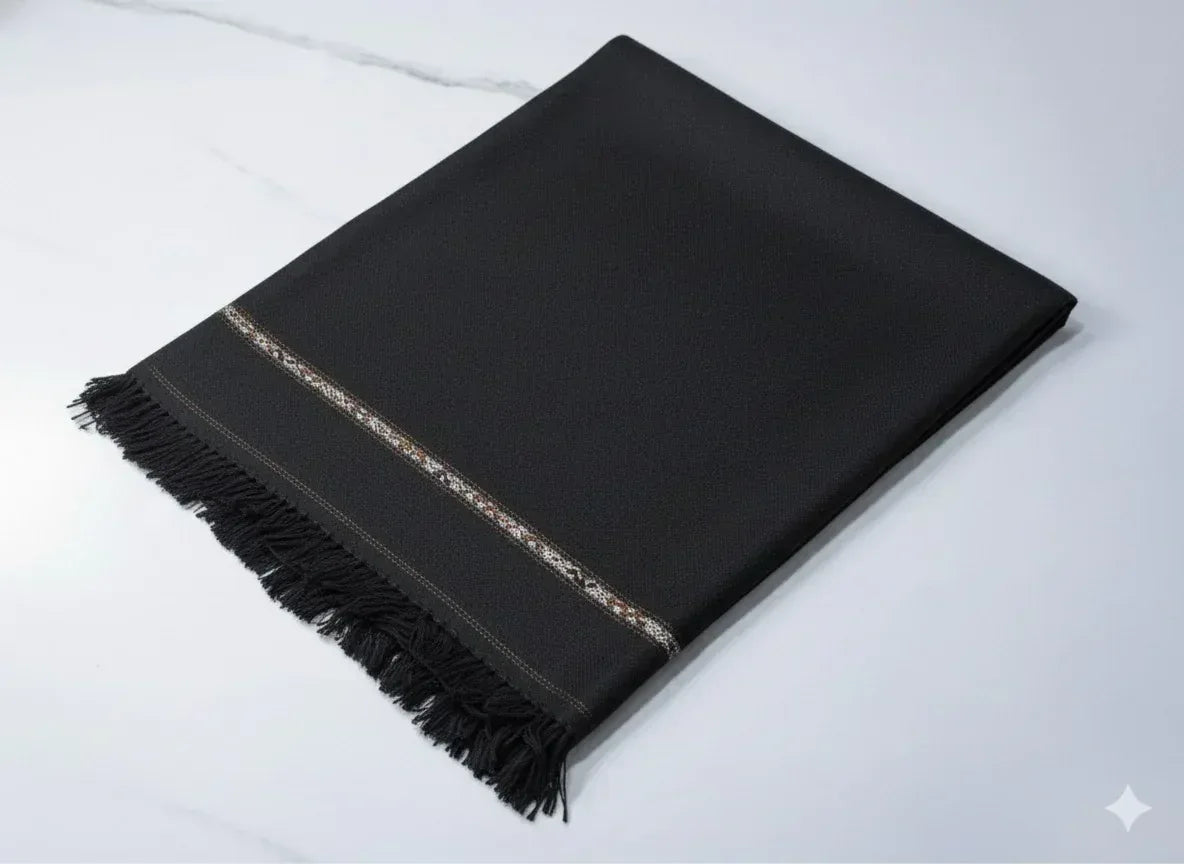Black Wool Shawl - Men - Gharaana