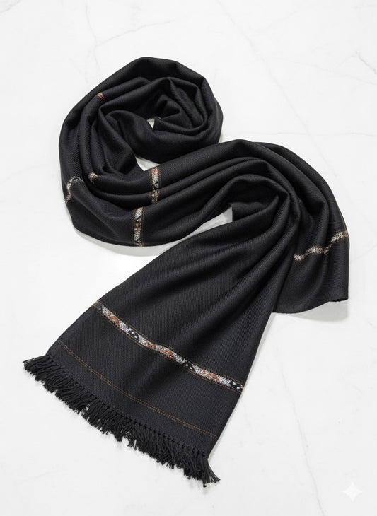 Black Wool Shawl - Men