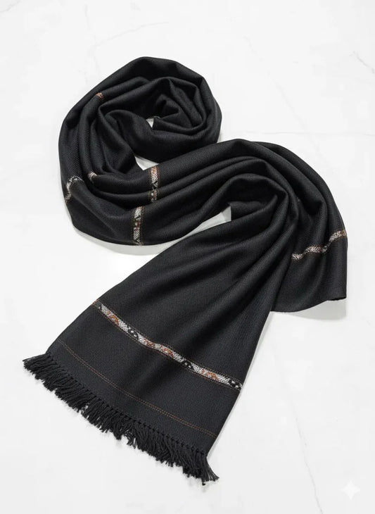 Black Wool Shawl - Men - Gharaana