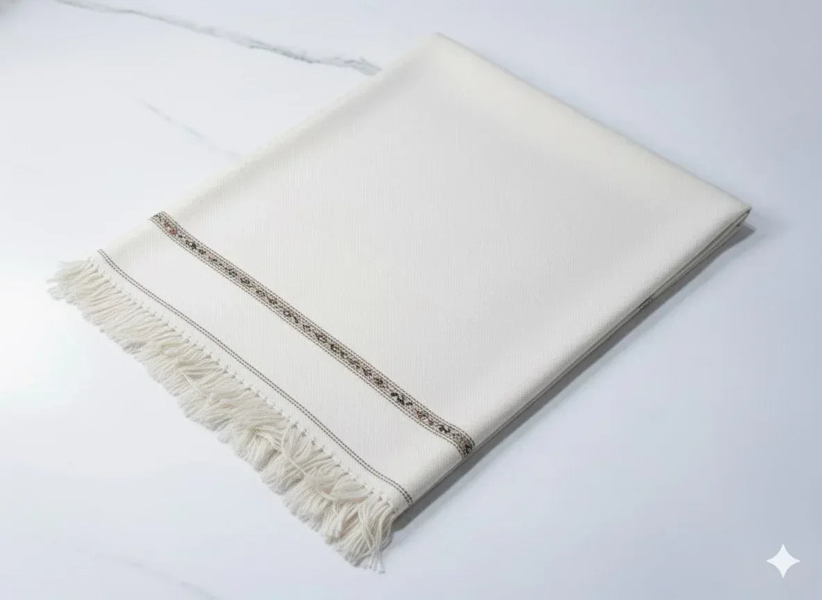 White Wool Shawl - Men - Gharaana