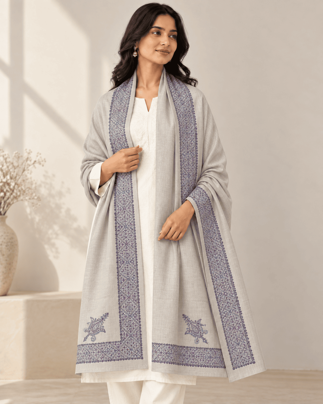 Premium Embroidered Pashmina Shawl - 2