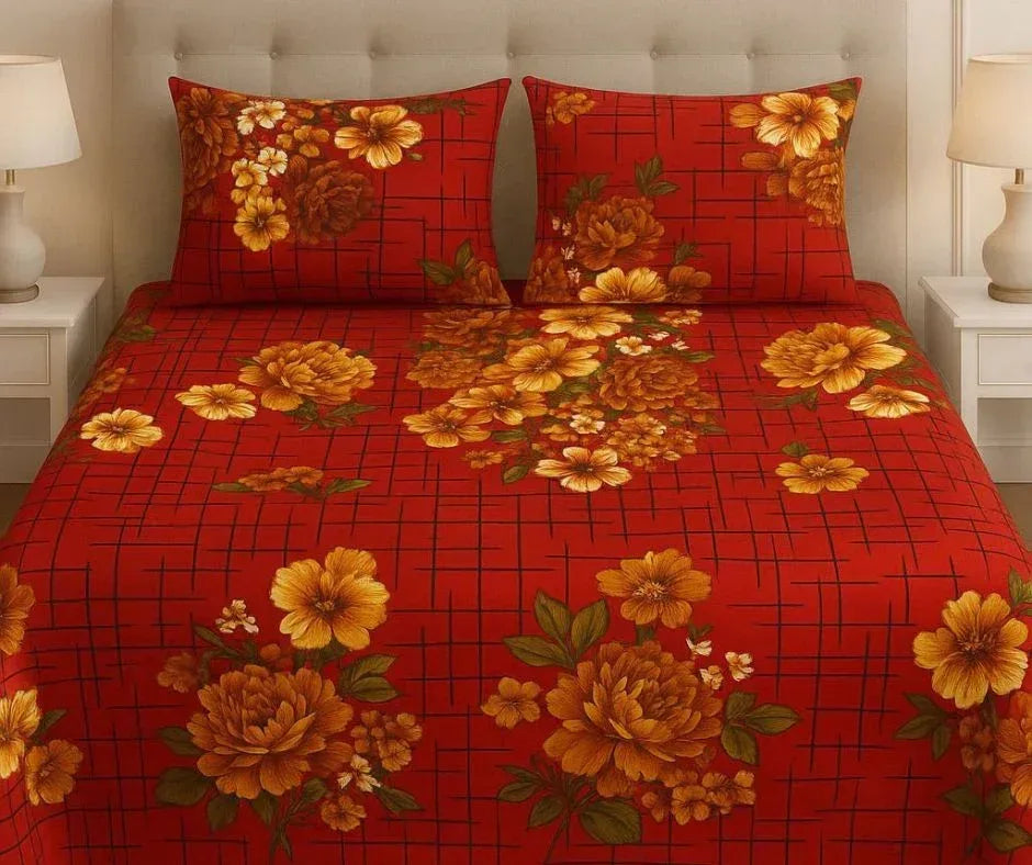 Red Checkered - Bedsheet - Gharaana