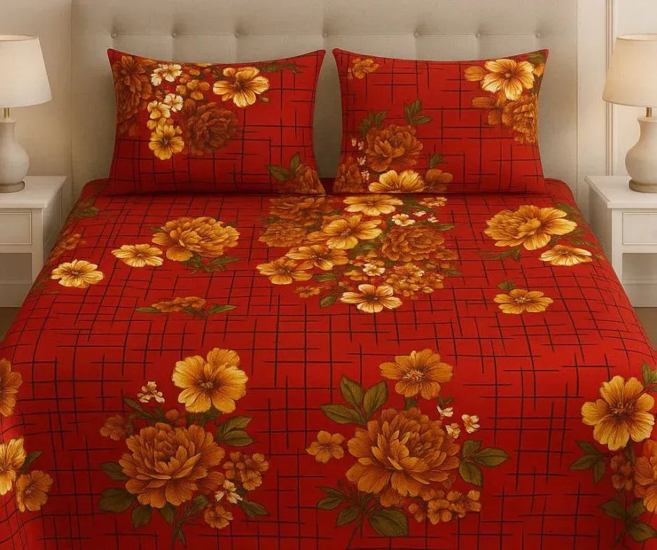 Red Checkered - Bedsheet - Gharaana