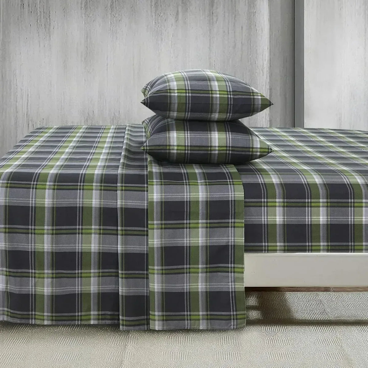 Checkered Percale Cotton Premium Bedsheet - Gharaana