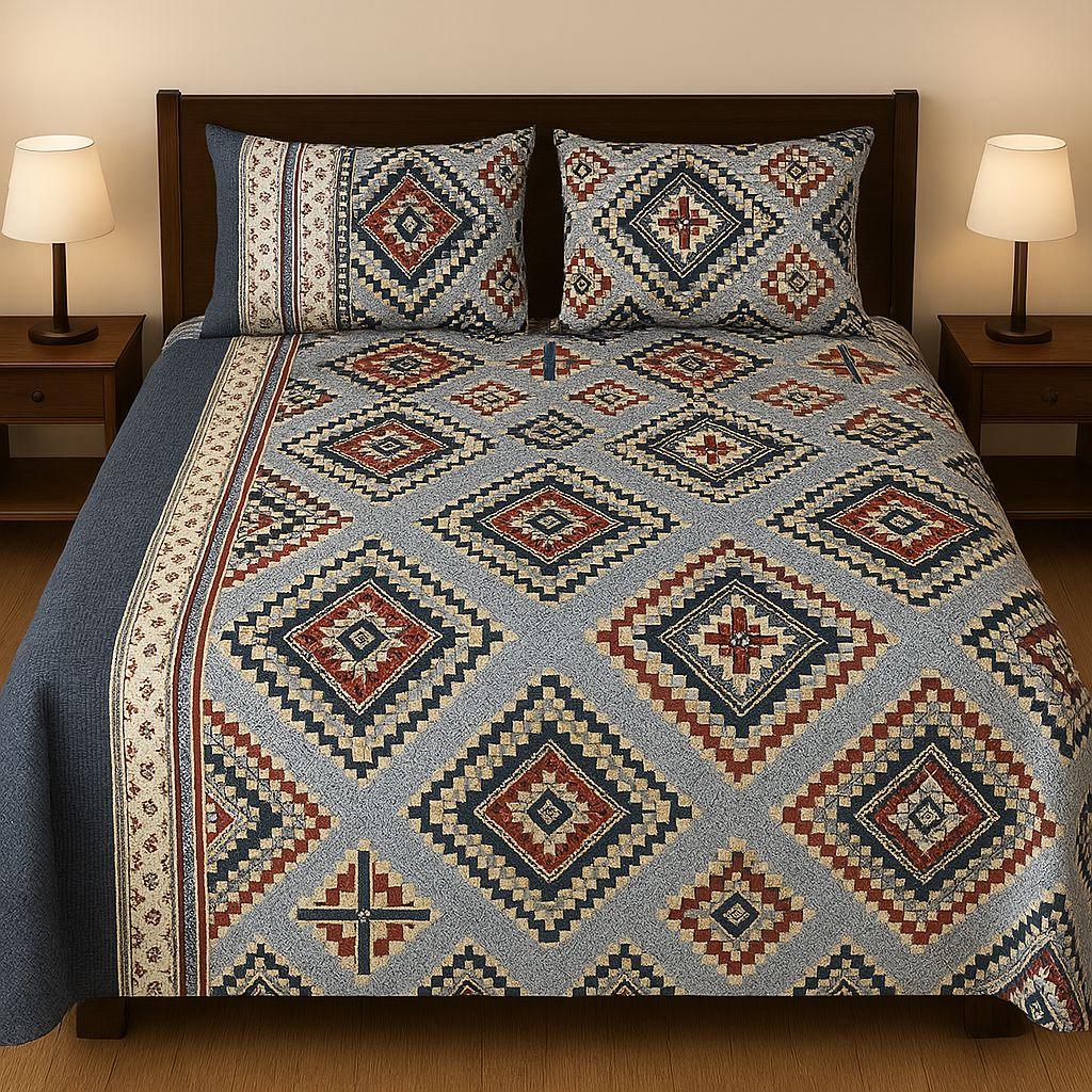 Azure Bloom - Bedsheet - Gharaana