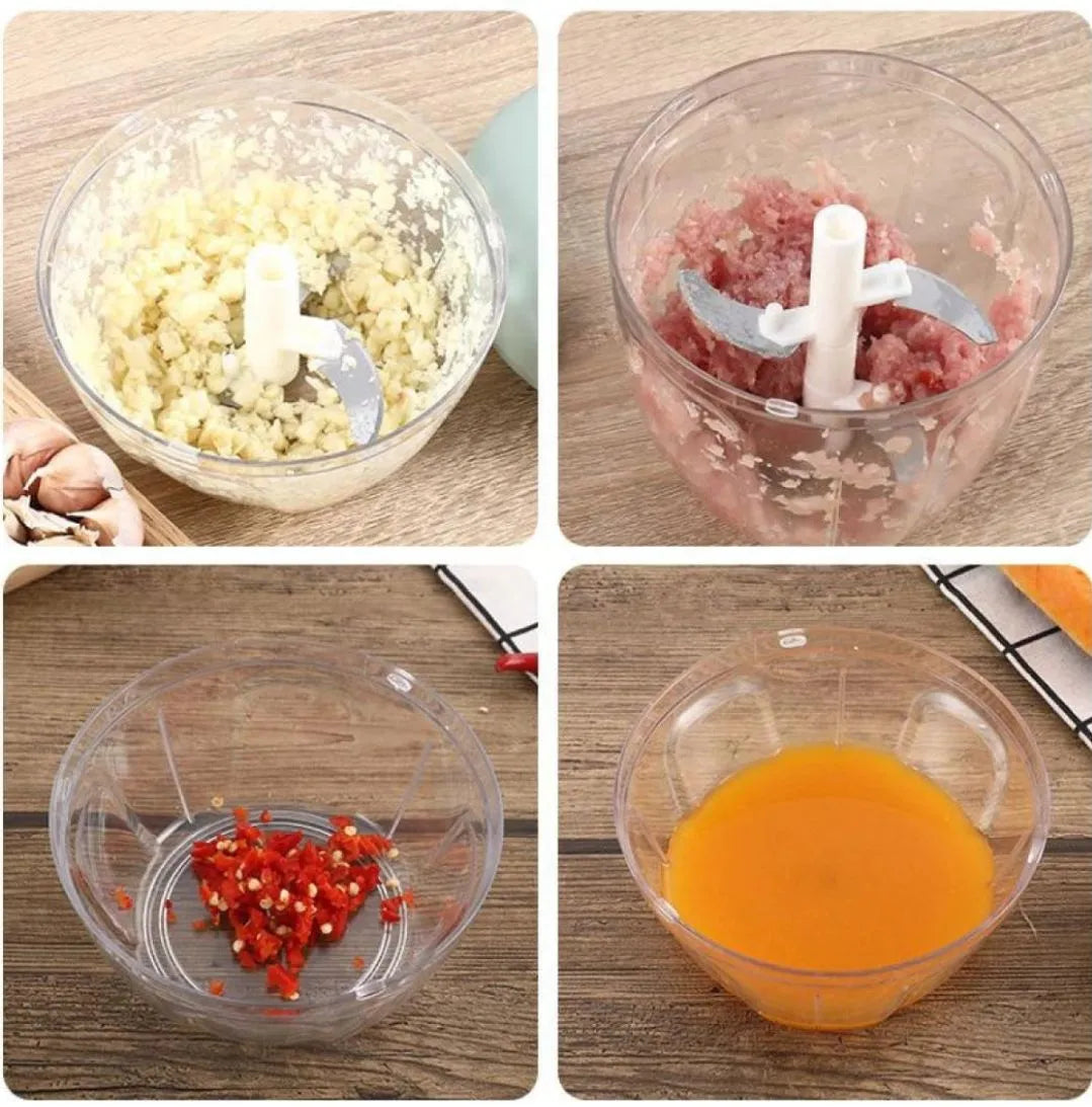 Kitchen Rope Chopper | Hand Chopper Machine – 2 in 1 Manual Meat & Vegetable Cutter with Mixer