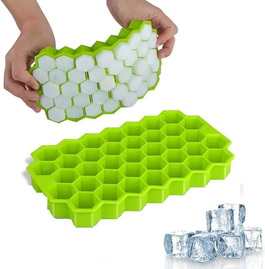 Silicone Ice Cube Trays Mold Mould 37 Grids Honeycomb Hexagonal Cube with Lid