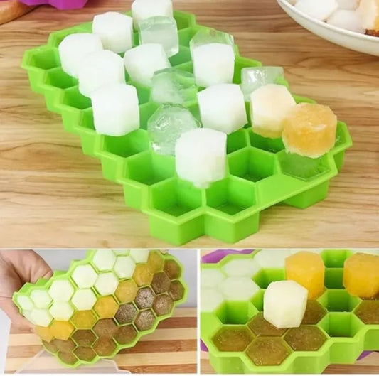 Silicone Ice Cube Trays Mold Mould 37 Grids Honeycomb Hexagonal Cube with Lid