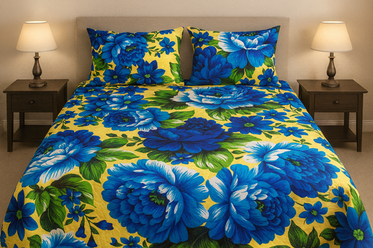 Sapphire Bloom - Bedsheet
