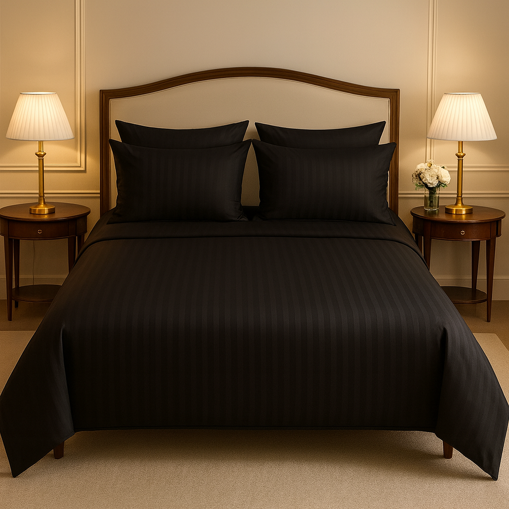 Black Satin Stripe - Bedsheet