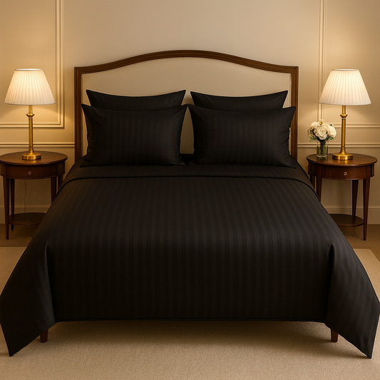 Black Satin Stripe - Bedsheet