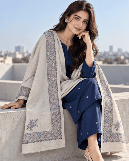 Premium Embroidered Pashmina Shawl - 2
