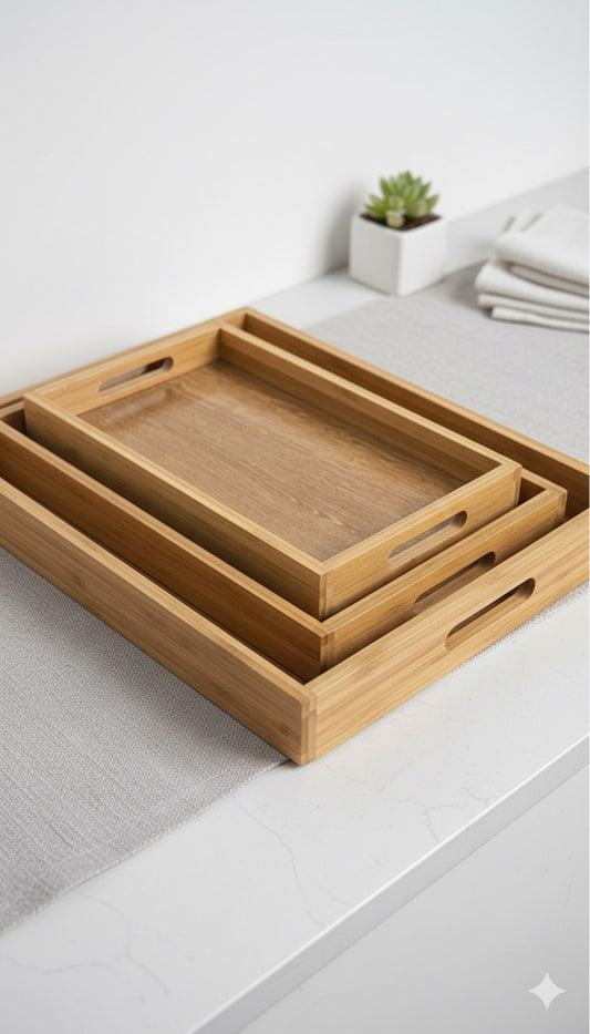 Wooden Tray Set Of 3