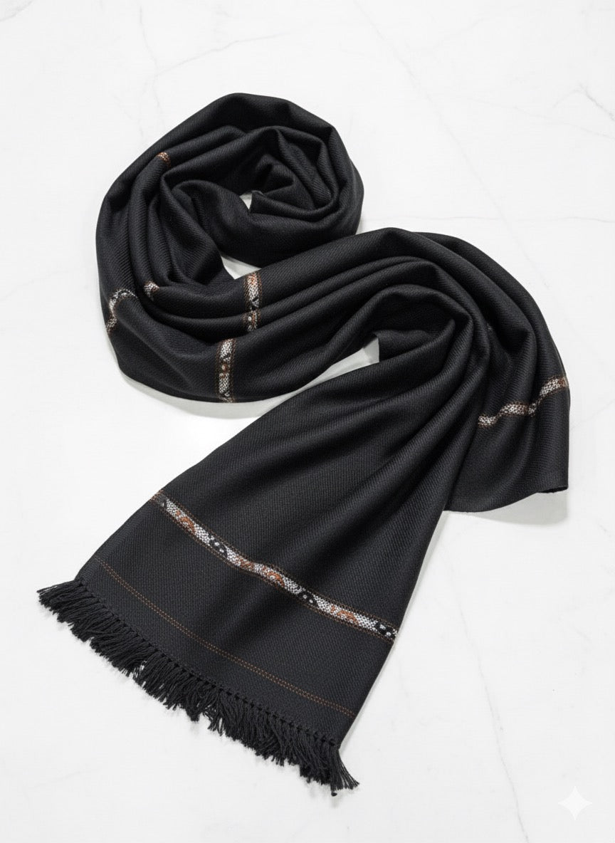 Black Wool Shawl - Men