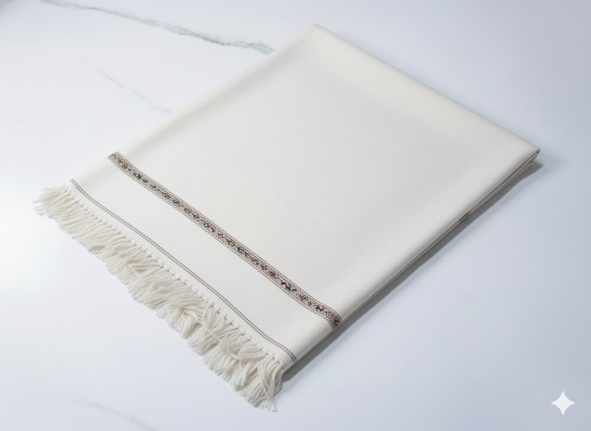 White Wool Shawl - Men