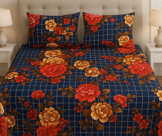 Navy Florals - Bedsheet